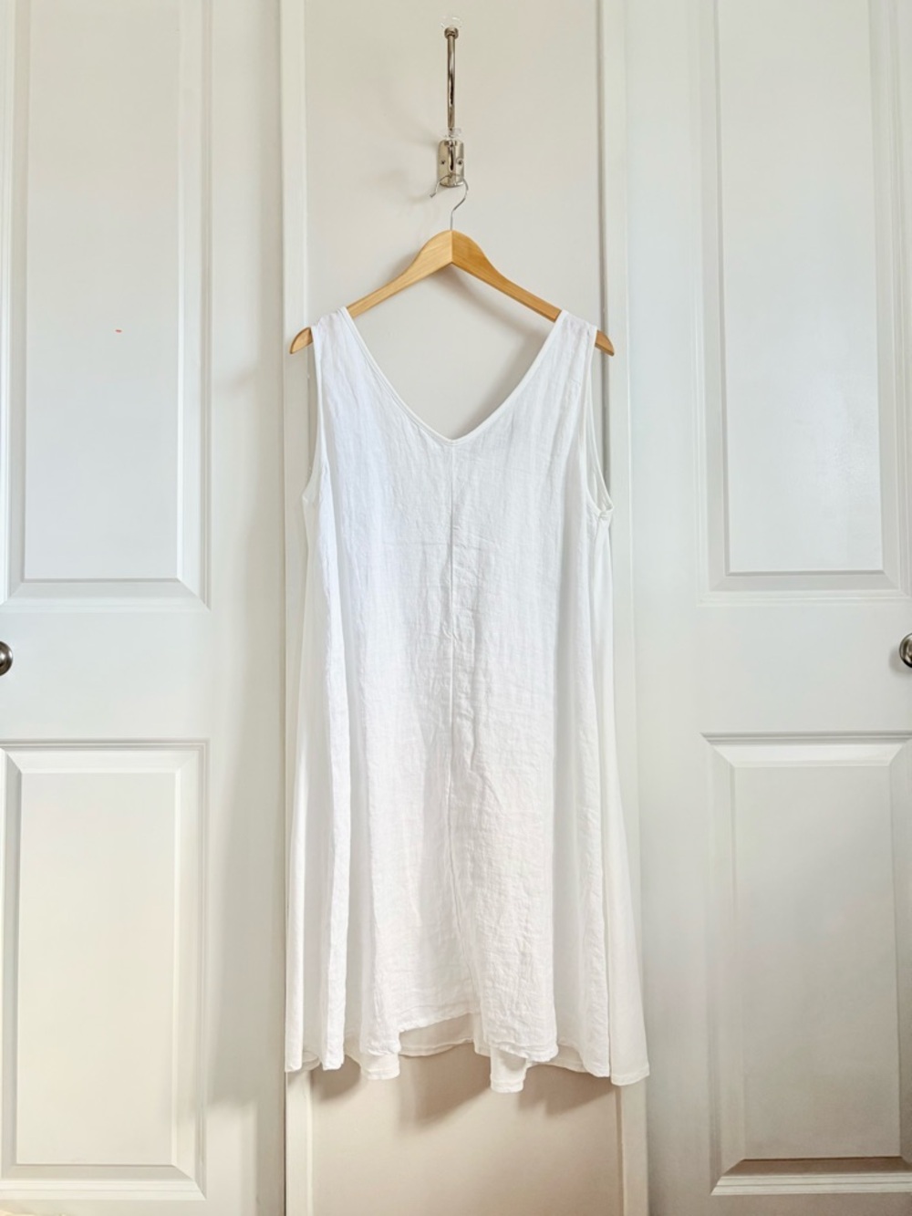 Pistache White Linen Summer | Dress Made in Italy Size L